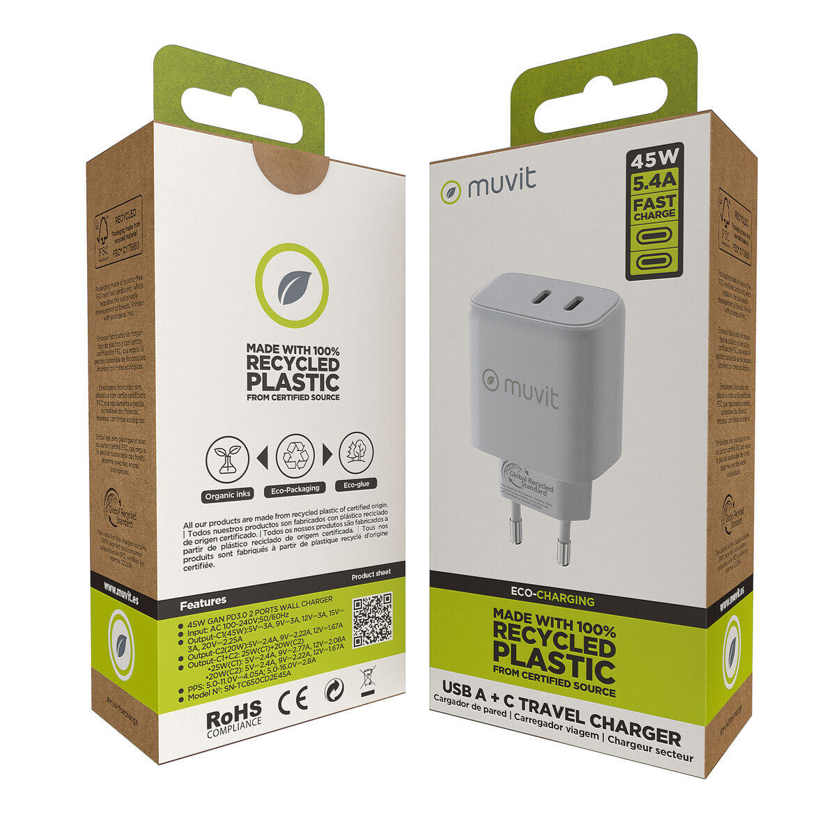 Carregador de Parede MUVIT FOR CHANGE HC-175 Branco 4/5