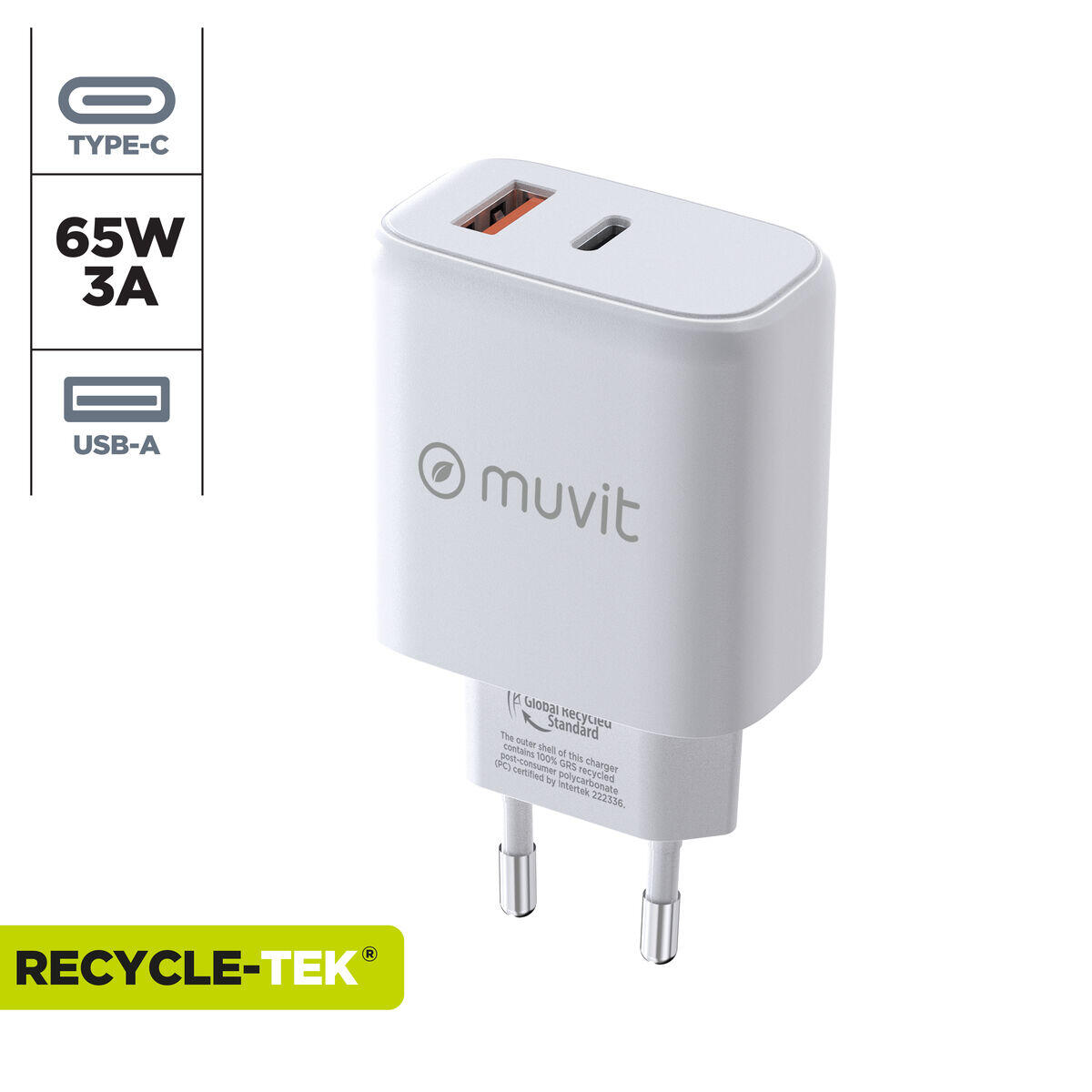 Chargeur mural MUVIT FOR CHANGE MCD320 Blanc 3/5