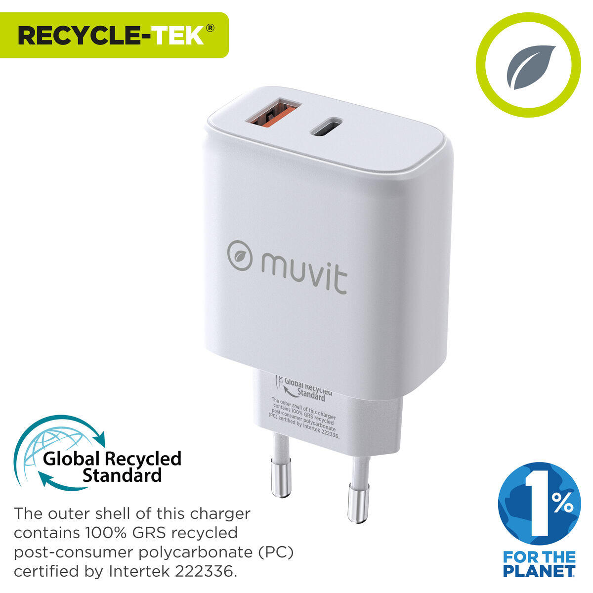 Chargeur mural MUVIT FOR CHANGE MCD320 Blanc 2/5