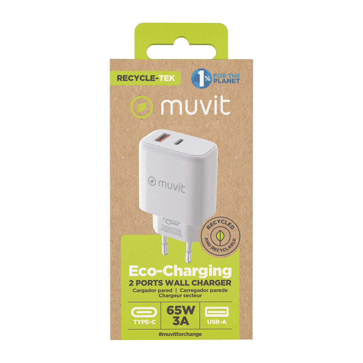 Chargeur mural MUVIT FOR CHANGE MCD320 Blanc 4/5
