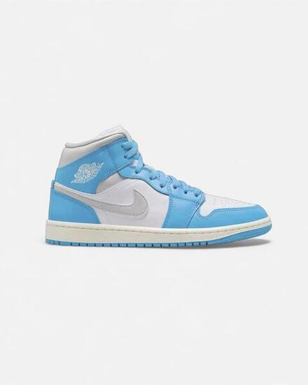 Jordan 1 Mid Dark Powder Blue White Sail Neutral Grey (Women's)