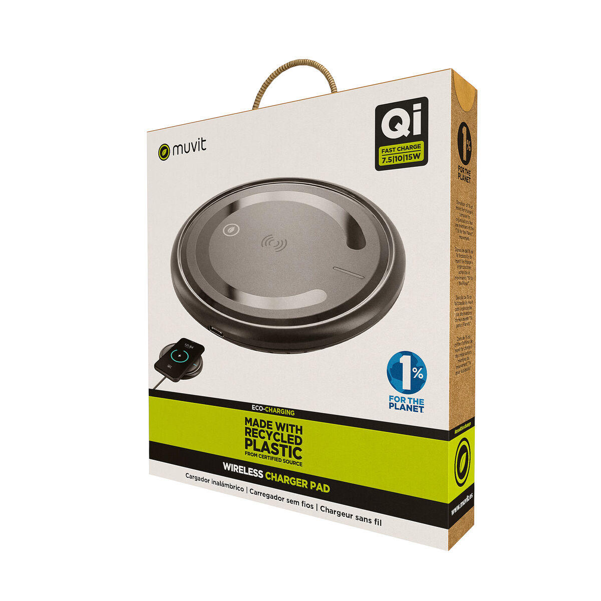 Cargador Inalámbrico MUVIT FOR CHANGE W114-R BLACK Negro 5/5