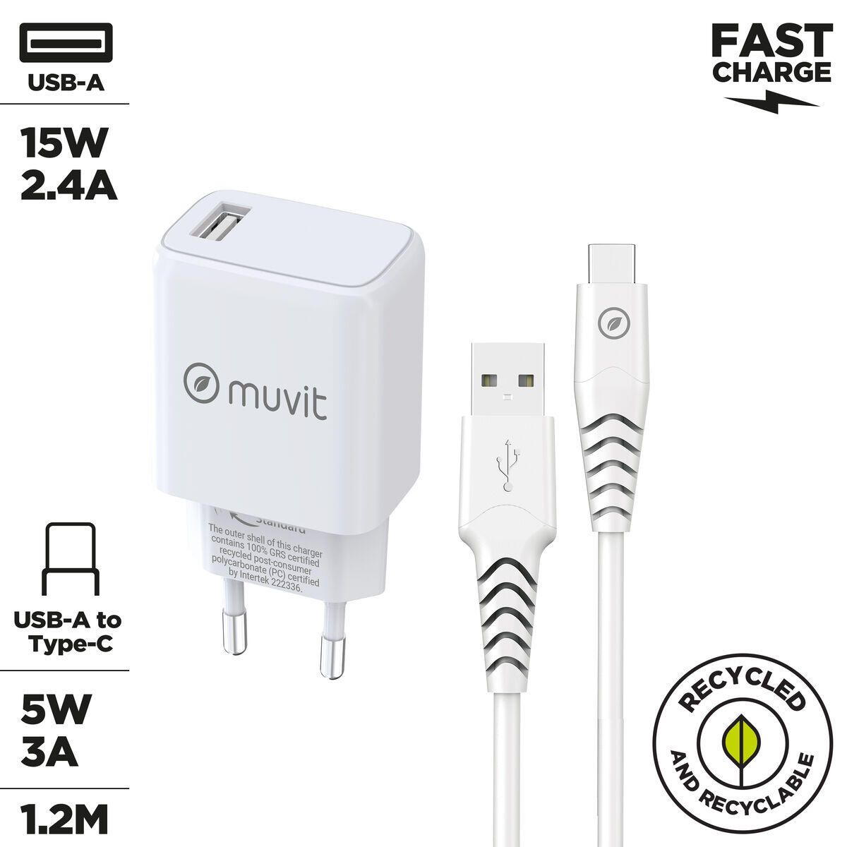 Cargador de Pared MUVIT MCPAK0002 Blanco 3/5