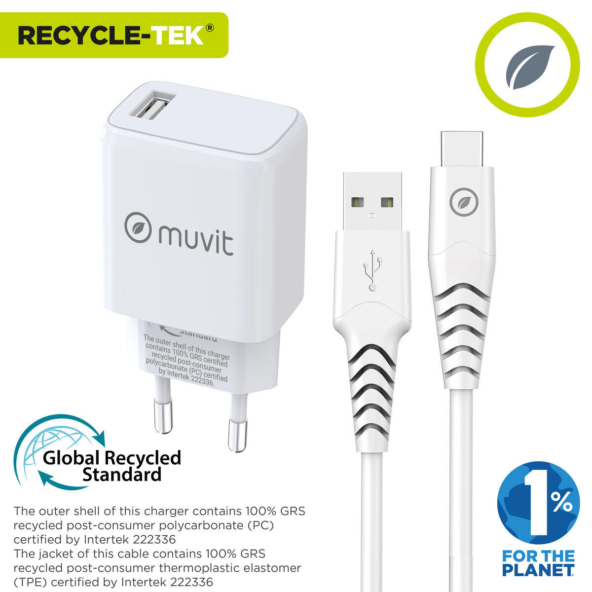 Cargador de Pared MUVIT MCPAK0002 Blanco 2/5