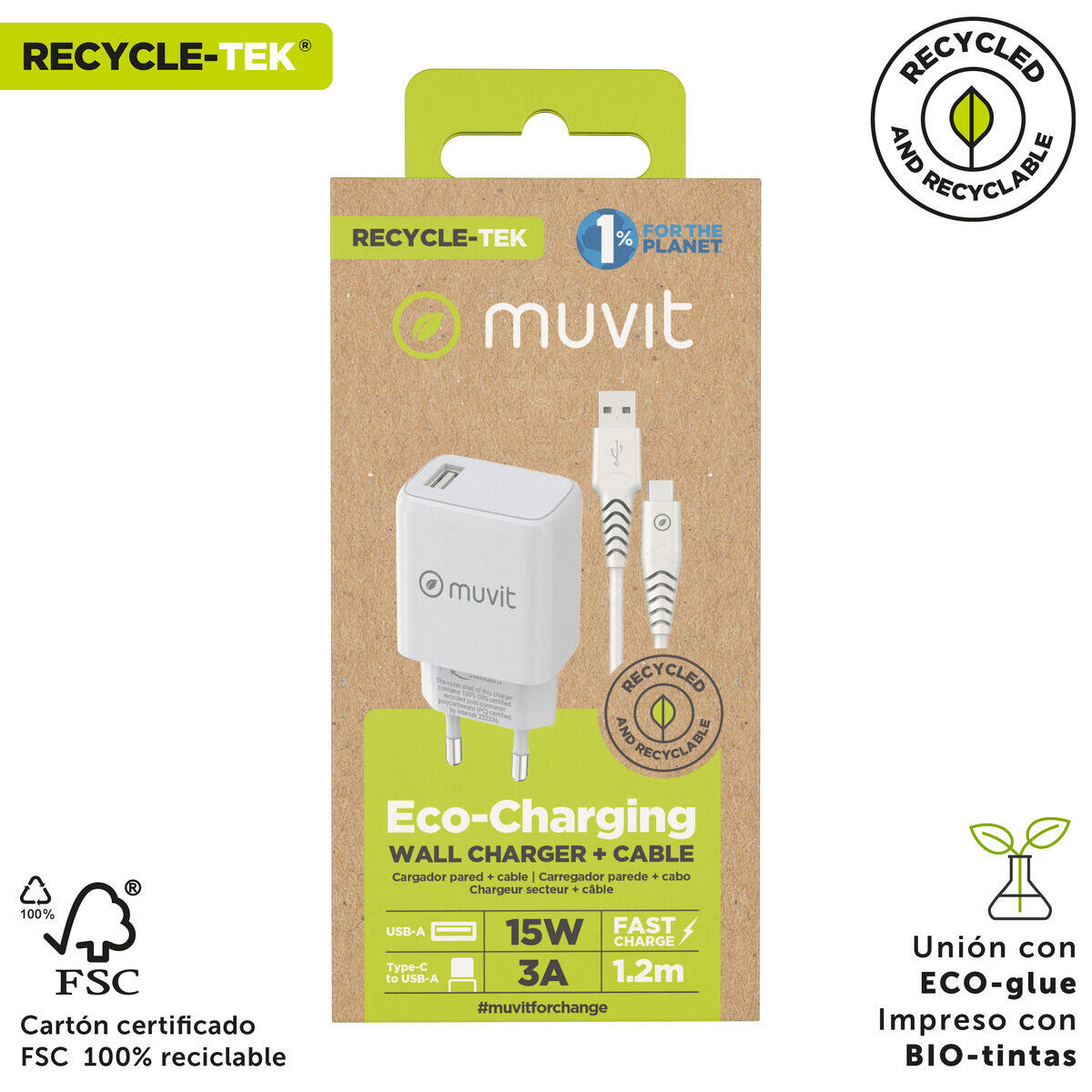 Cargador de Pared MUVIT MCPAK0002 Blanco 5/5