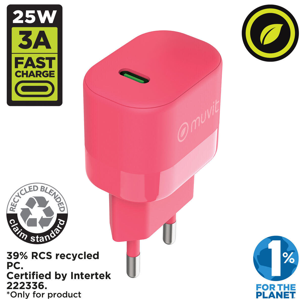 Cargador de Pared MUVIT FOR CHANGE MCACC0031 Magenta 2/5