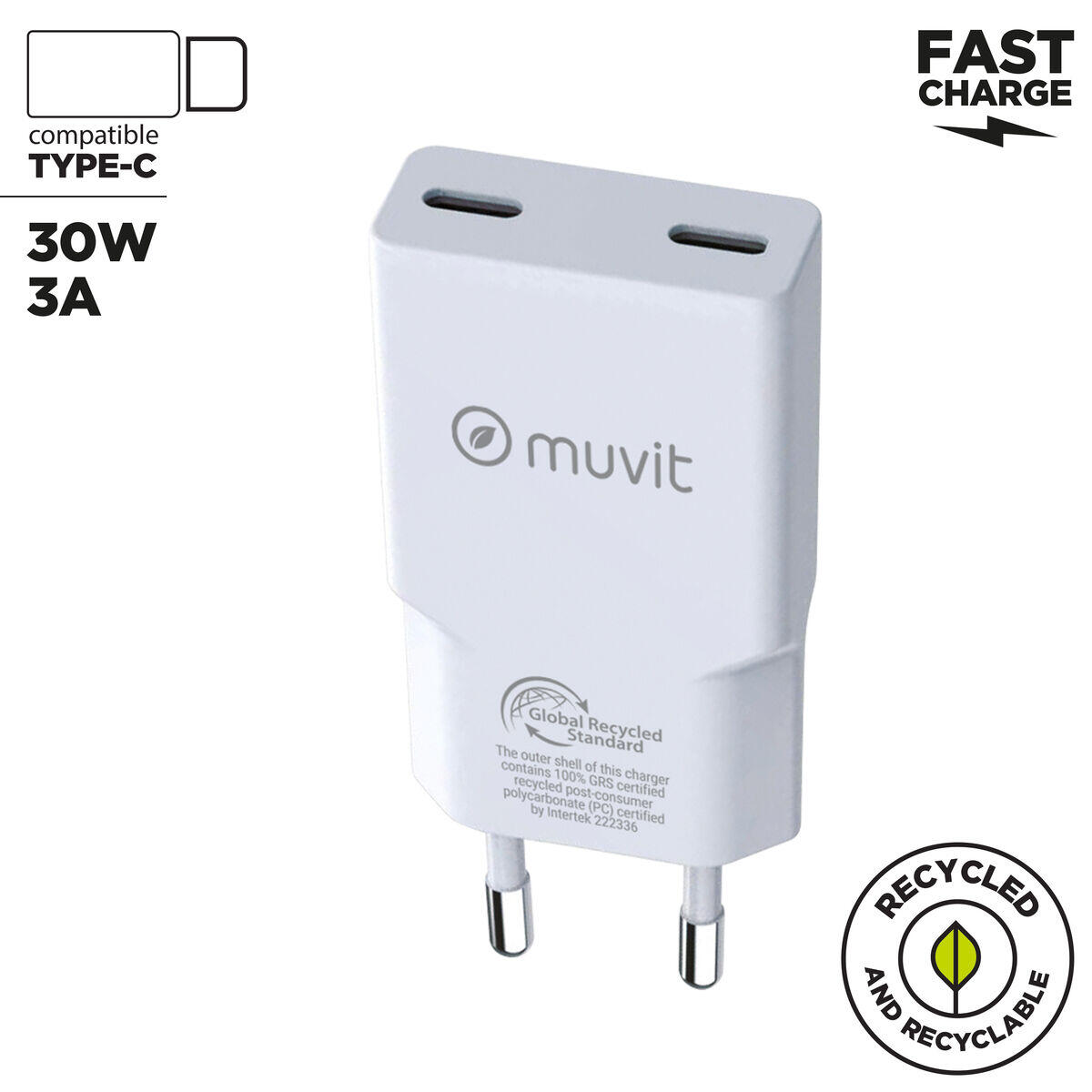 Carregador de Carro MUVIT FOR CHANGE HC-263C Branco 3/5