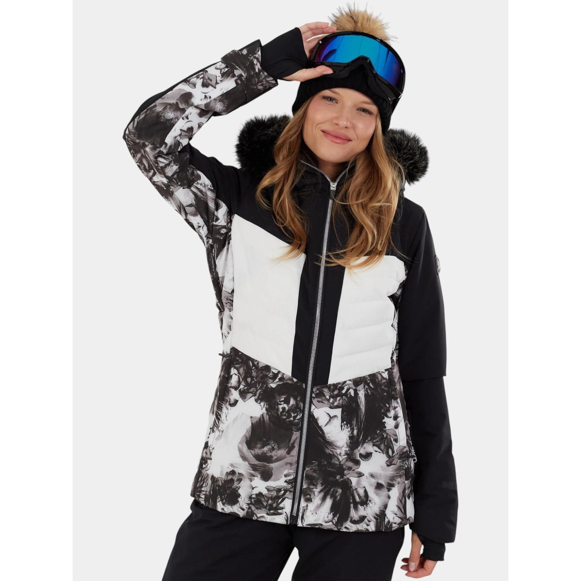 Fundango - Veste De Ski Matelassée Femme Salina - Doudoune Synthétique - Blanc|noir - Decathlon