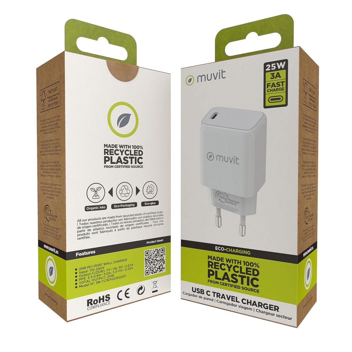 Cargador de Pared MUVIT SN-TC301GD1E025F Enchufe EU 3/5