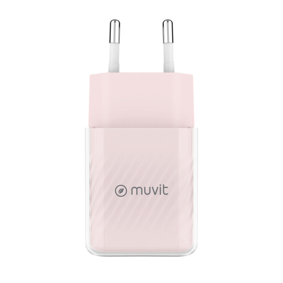 Cargador de Pared + Cable USB-C MUVIT FOR CHANGE  Glass GaN Rosa 5/5