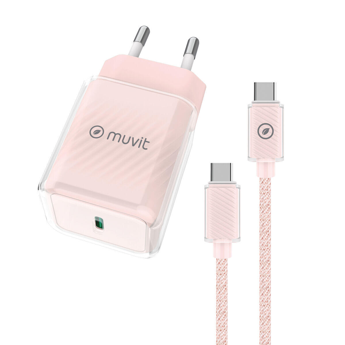 Muvit For Change - Chargeur Mural + Câble Usb-c Muvit For Change Glass Gan Rose - Chargeur - Multicolore - Taille Unique - Decathlon