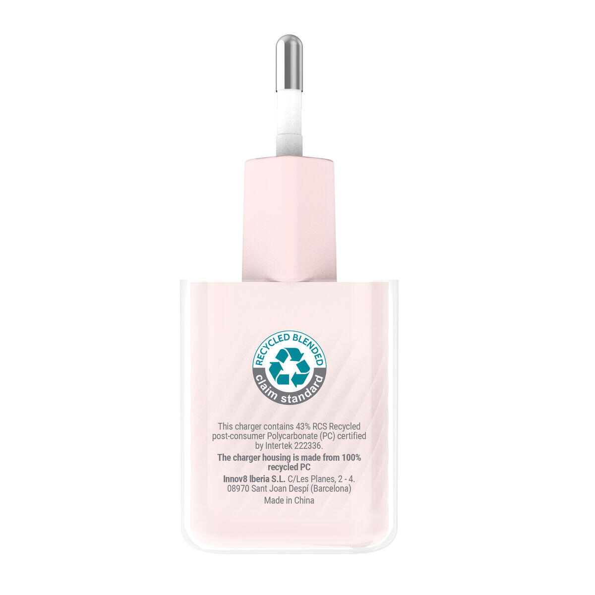 Cargador de Pared + Cable USB-C MUVIT FOR CHANGE  Glass GaN Rosa 4/5