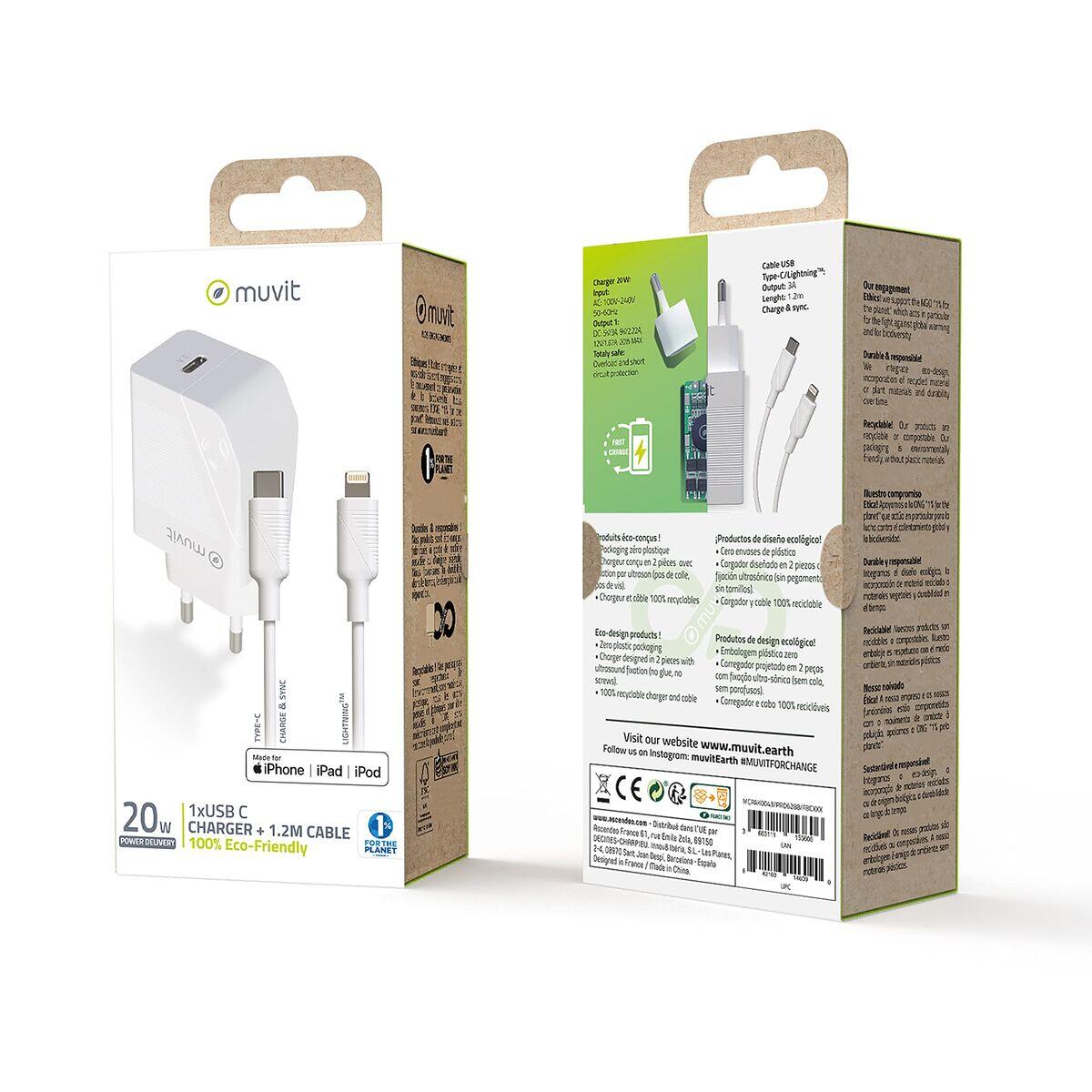 Cargador de Pared MUVIT MCPAK0043 Blanco 5/5