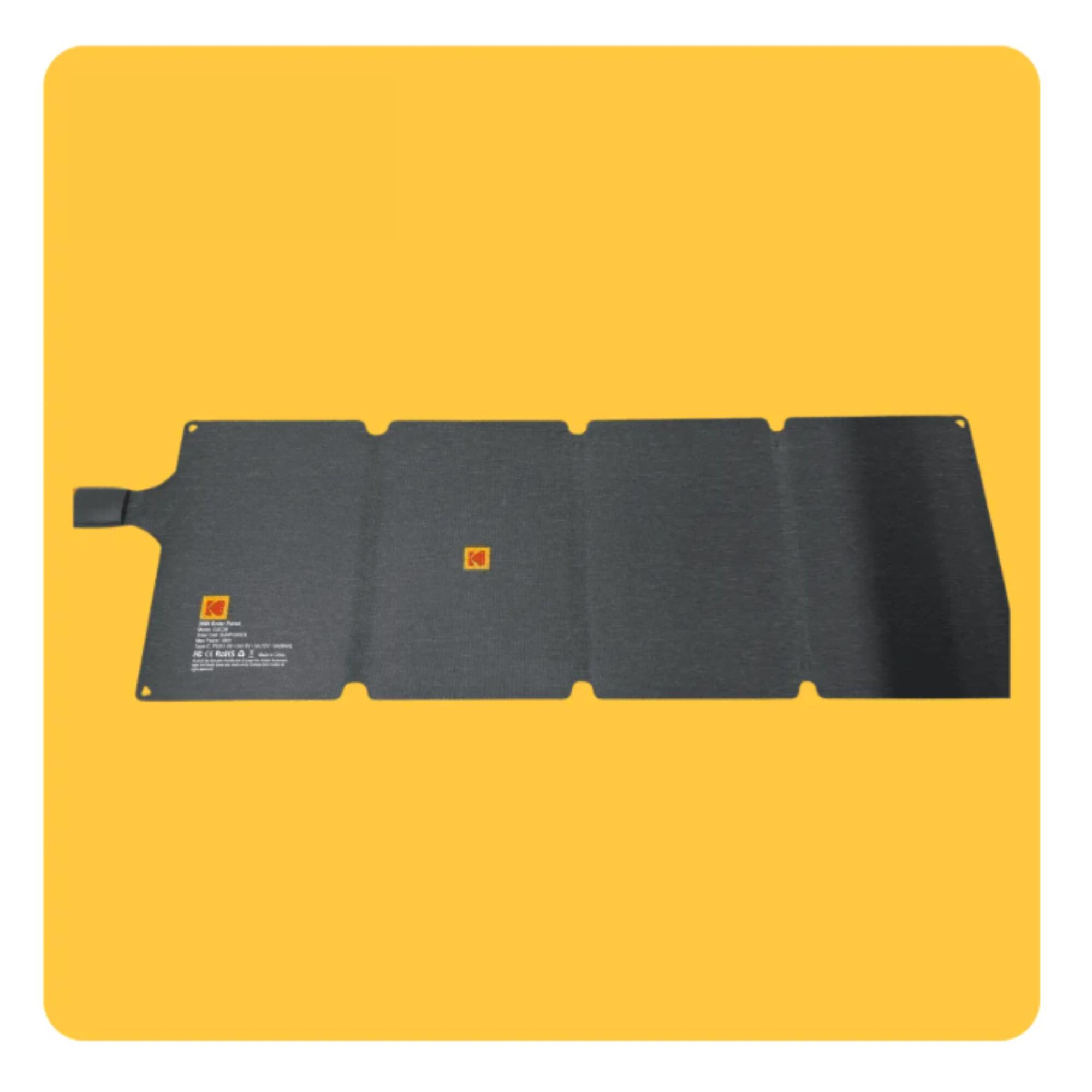 KODAK Panneau Solaire Portable 36W – Pliable en 4 - Ports USB-A & USB-C 3/7