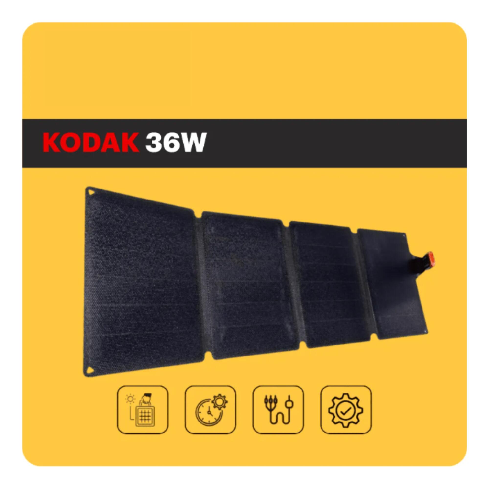 KODAK Panneau Solaire Portable 36W – Pliable en 4 - Ports USB-A & USB-C 2/7
