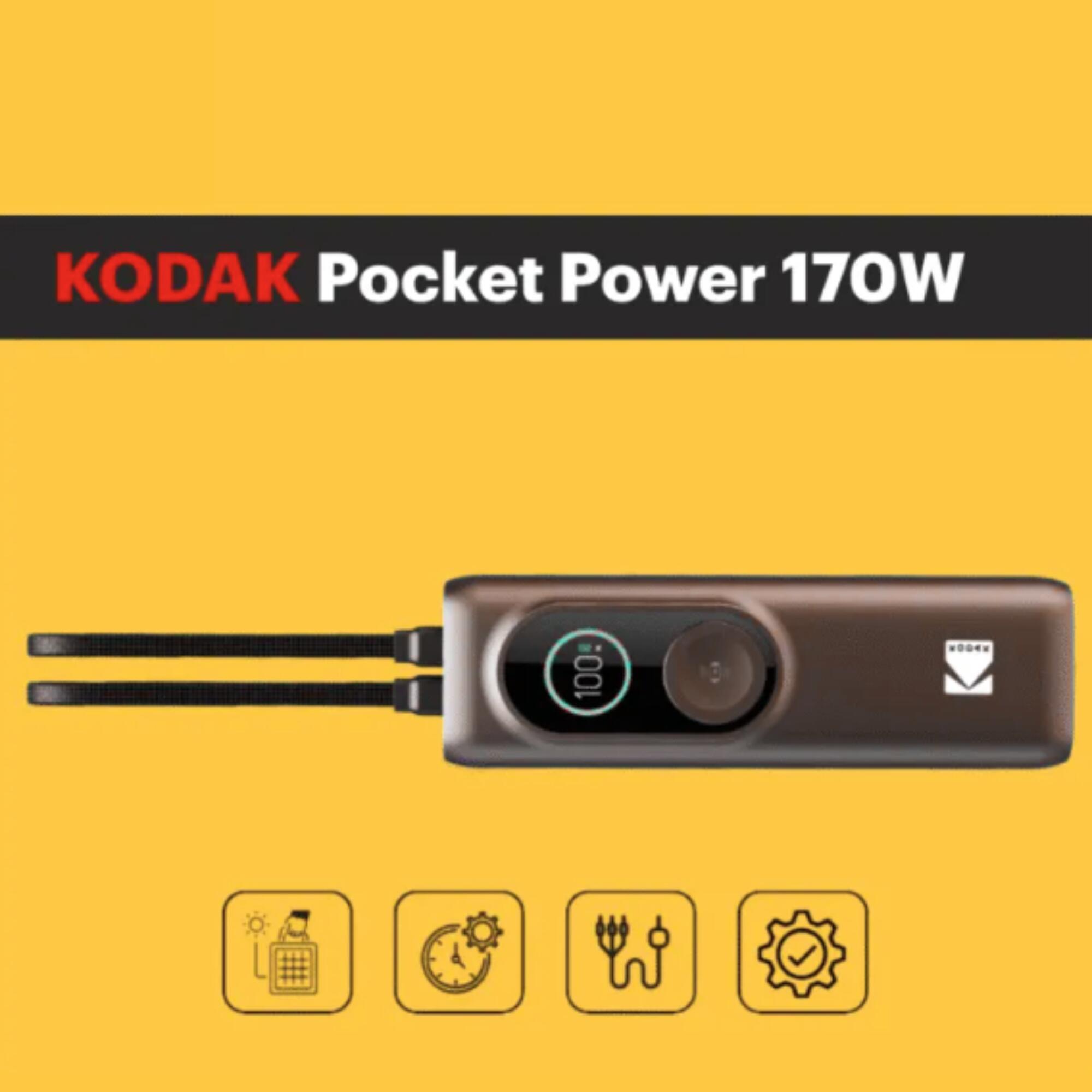 KODAK Pocket Power 170W – Batterie externe 25000mAh + charge solaire - 5 devices 2/5