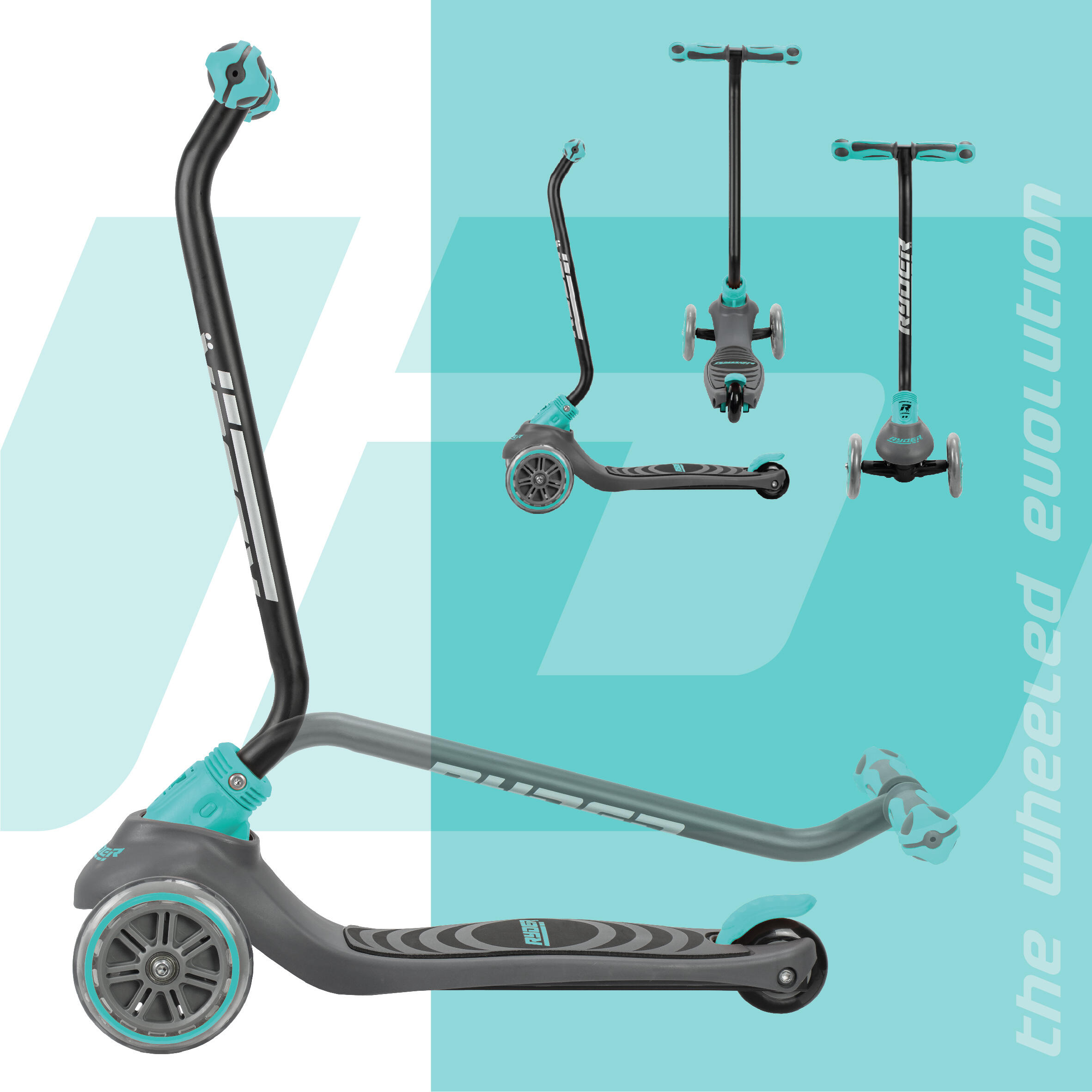 Patinete Ryder Neo 3 ruedas, base antideslizante, freno trasero, plegable. 2/7