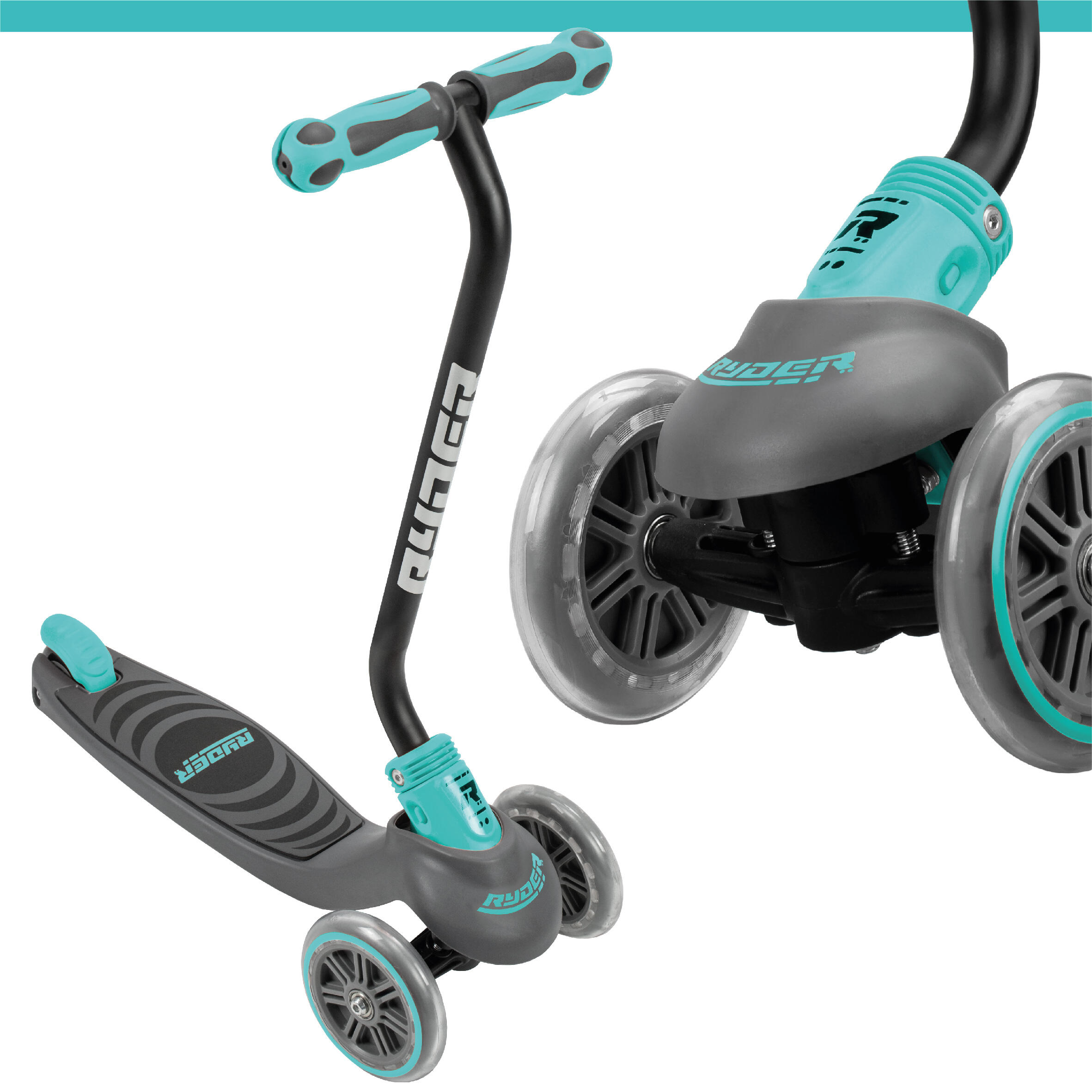 Patinete Ryder Neo 3 ruedas, base antideslizante, freno trasero, plegable. 5/7