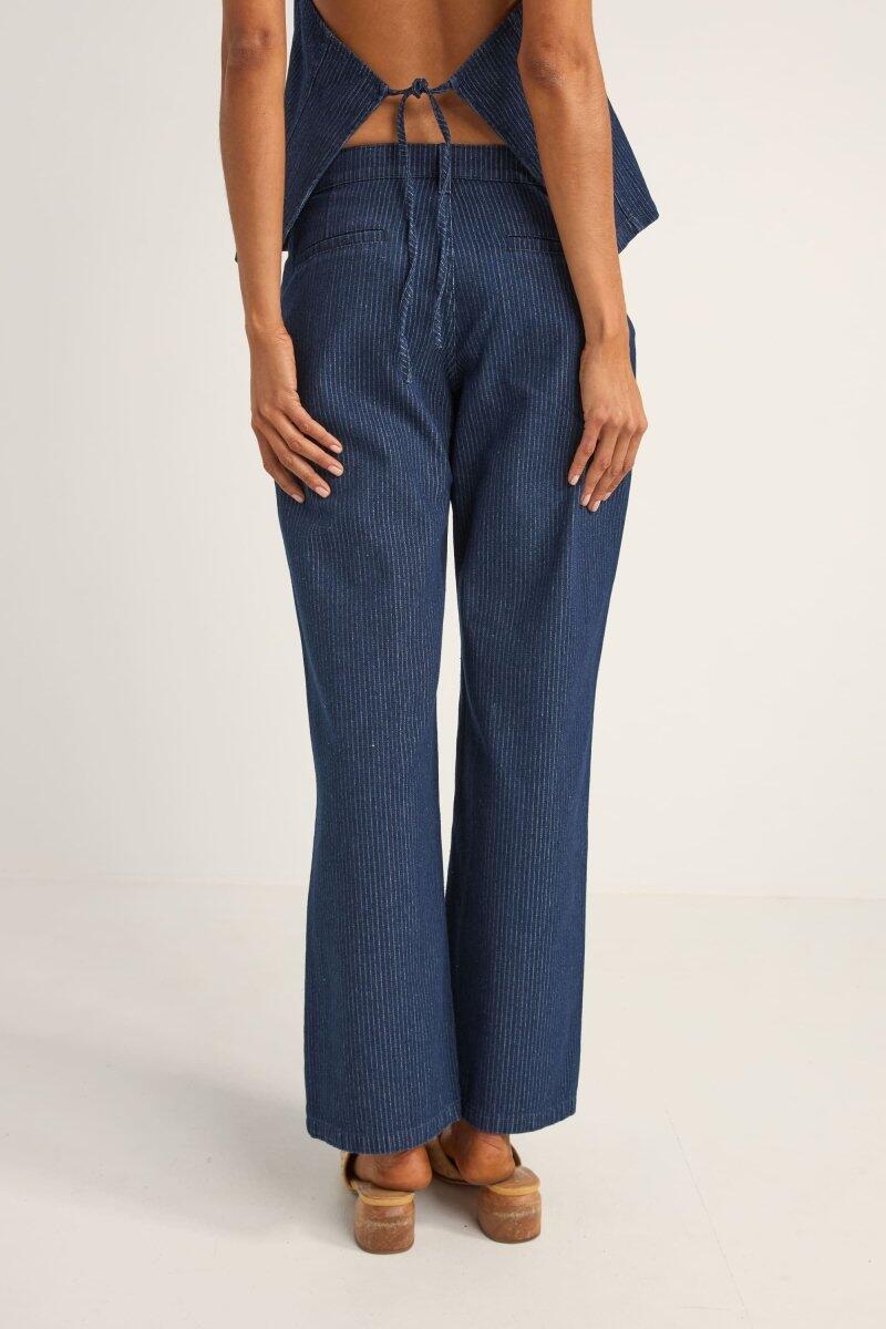 Pinstripe Mid Rise - Pantalon Femme 3/4