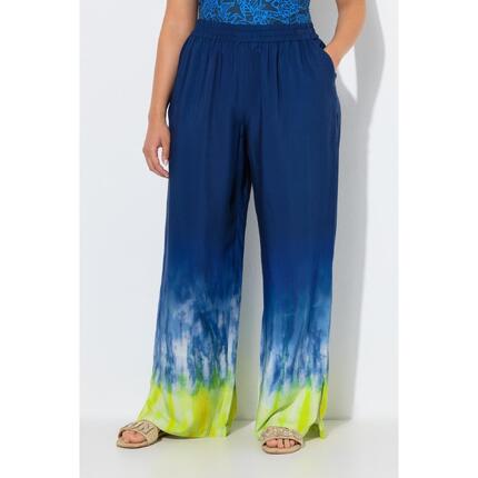 Damskie Spodnie palazzo nadruk batikowy szeroka nogawka elastyczny pas