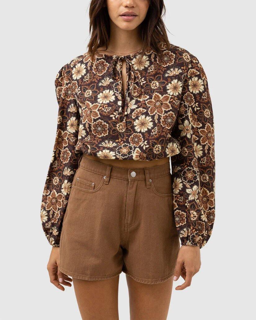 Cantabria Floral - Top de manga larga para mujer 3/4