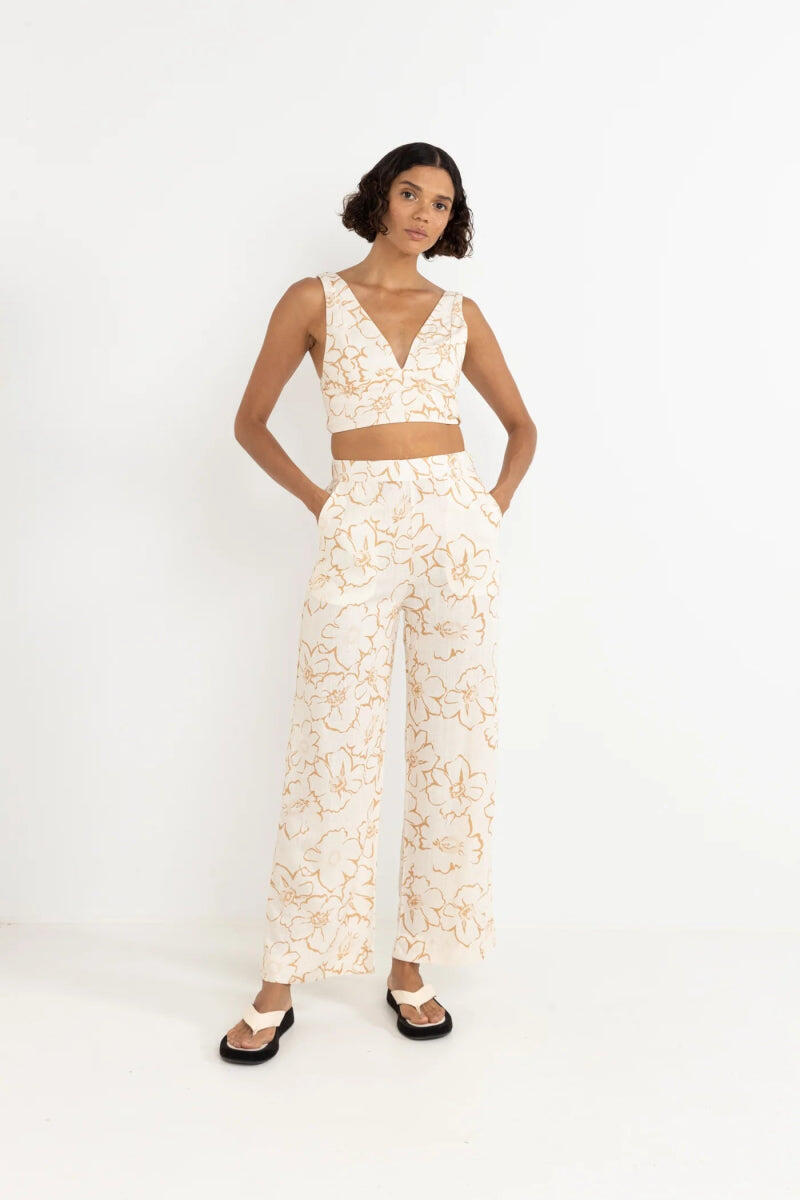 Pantalón Mujer Lulu Floral de Pierna Ancha 4/4