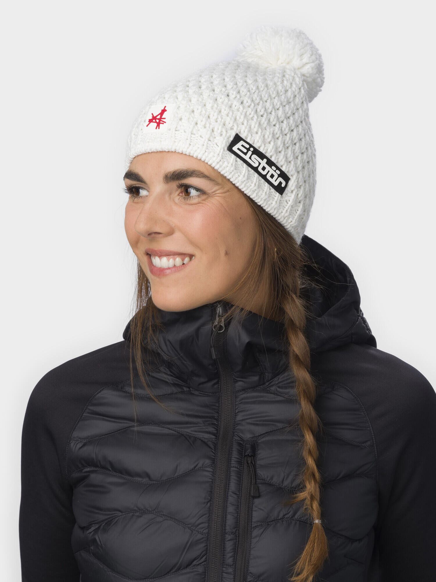 Muts Trail Ski Austria Pomponmuts Dames Wintermuts Fleece Pompon ademend 4/4