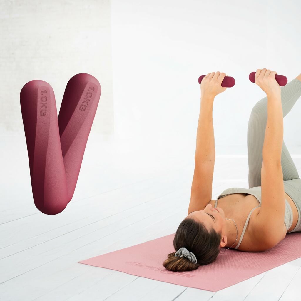 Pilates Hanteln 1 kg Silikon - Kurzhanteln 2er Set für Pilates & Yoga Workout 2/6