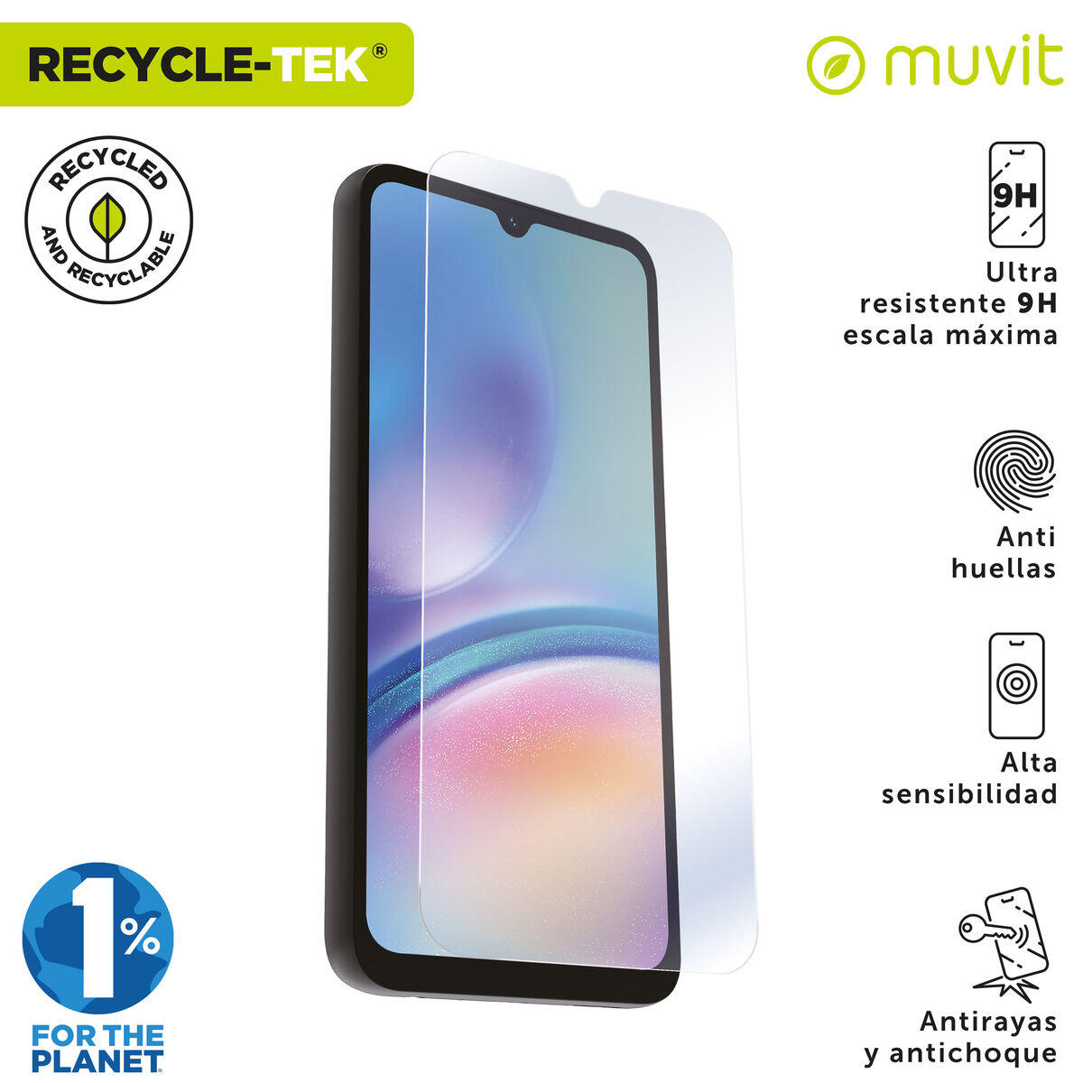 Protector de Pantalla para Móvil MUVIT FOR CHANGE Galaxy A05S Vidrio templado 2/5