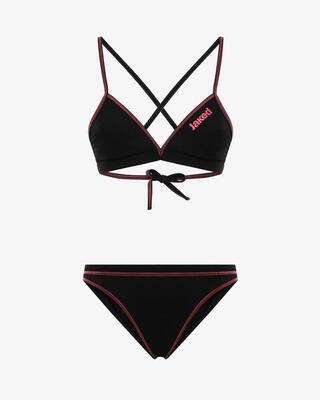 costume bikini turchese e pesca da donna in mat. sintetico da nuoto