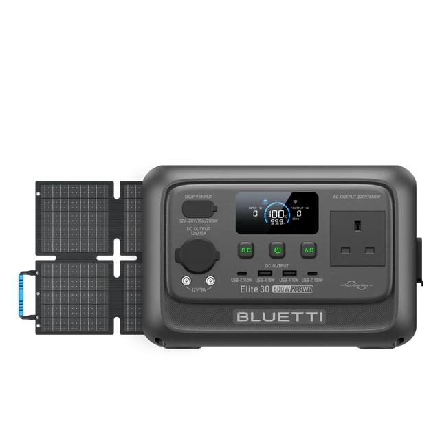Solar Generator Elite 30 V2 + 60W Solar panels, 288Wh for Camping, Road Trip,RV