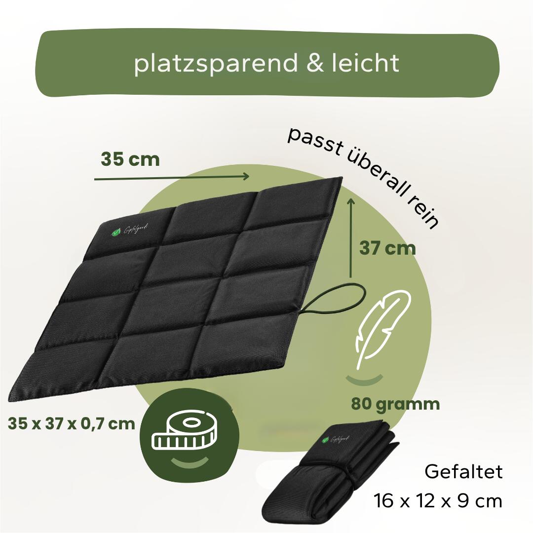 Outdoor Sitzkissen (Schwarz) inkl. Tasche - Ultraleicht & faltbar für unterwegs 2/8