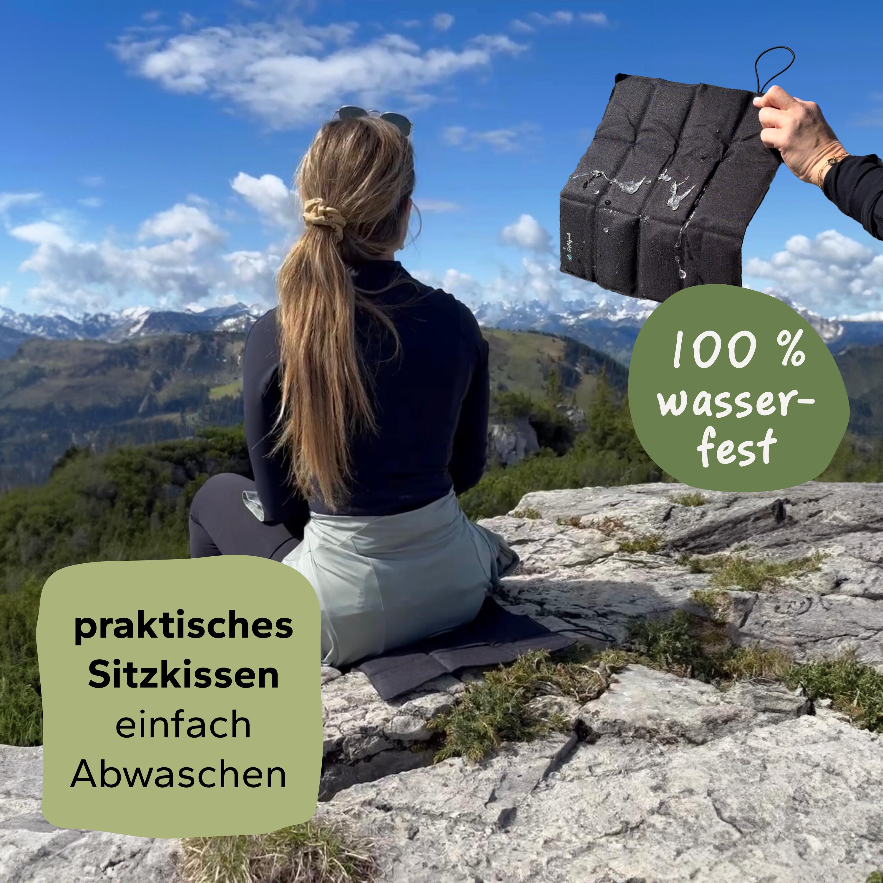 Outdoor Sitzkissen (Schwarz) inkl. Tasche - Ultraleicht & faltbar für unterwegs 5/8
