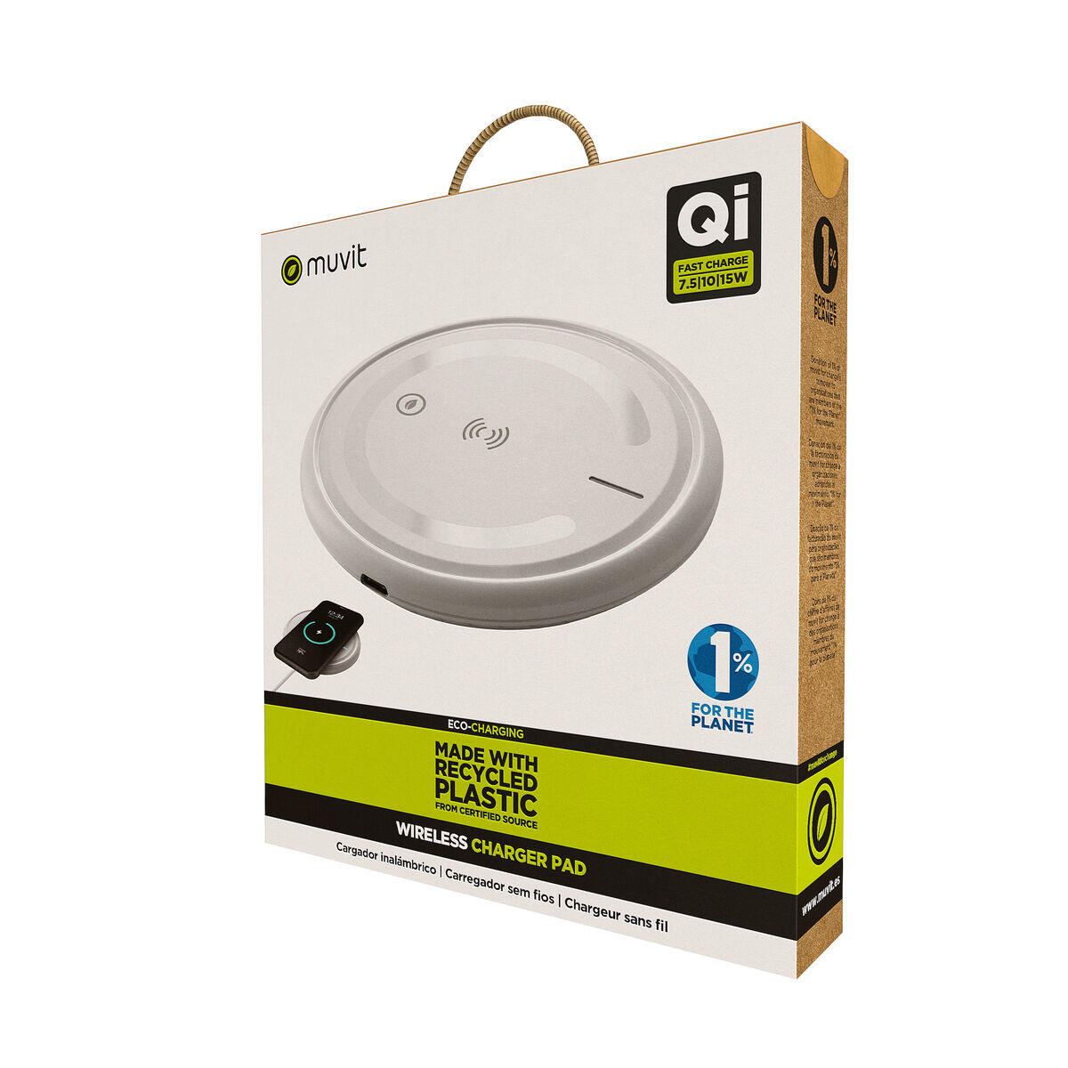 Cargador Inalámbrico MUVIT FOR CHANGE W114-R WHITE Blanco 5/5