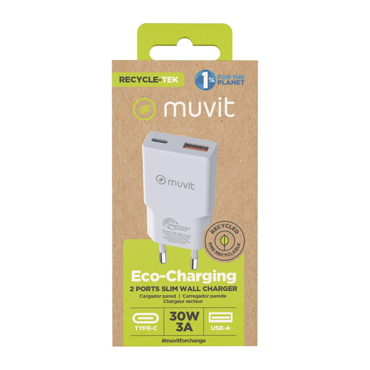 Cargador de Pared MUVIT FOR CHANGE HC-263 Blanco 4/5