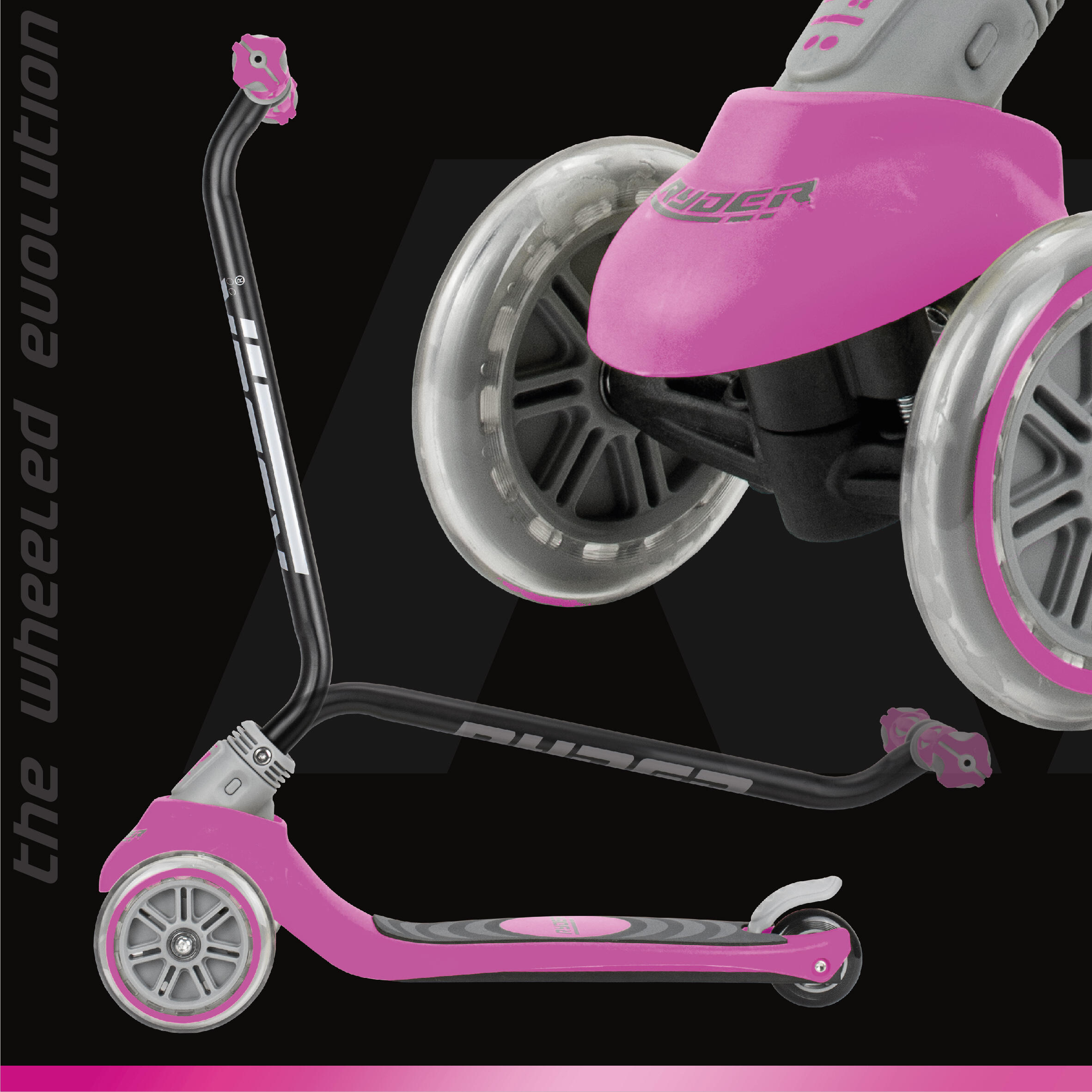 Patinete infantil de 3 Ruedas Ryder Neo LED Fucsia (3212) 2/7