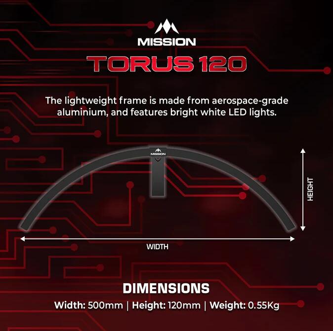Mission Torus 120 Mobile Dart Beleuchtung Schwarz 3/5