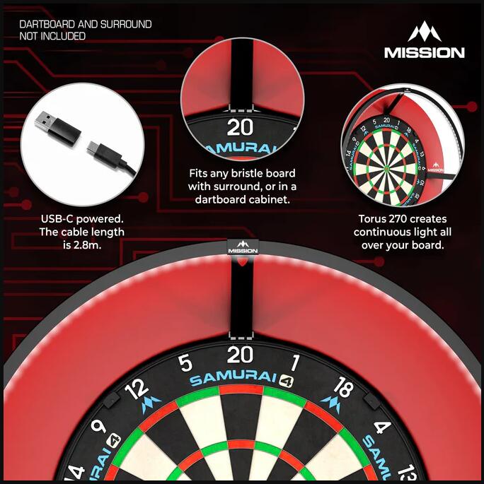 Mission Torus 120 Mobile Dart Beleuchtung Schwarz 2/5
