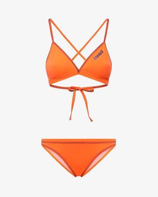 costume bikini turchese e pesca da donna in mat. sintetico da nuoto