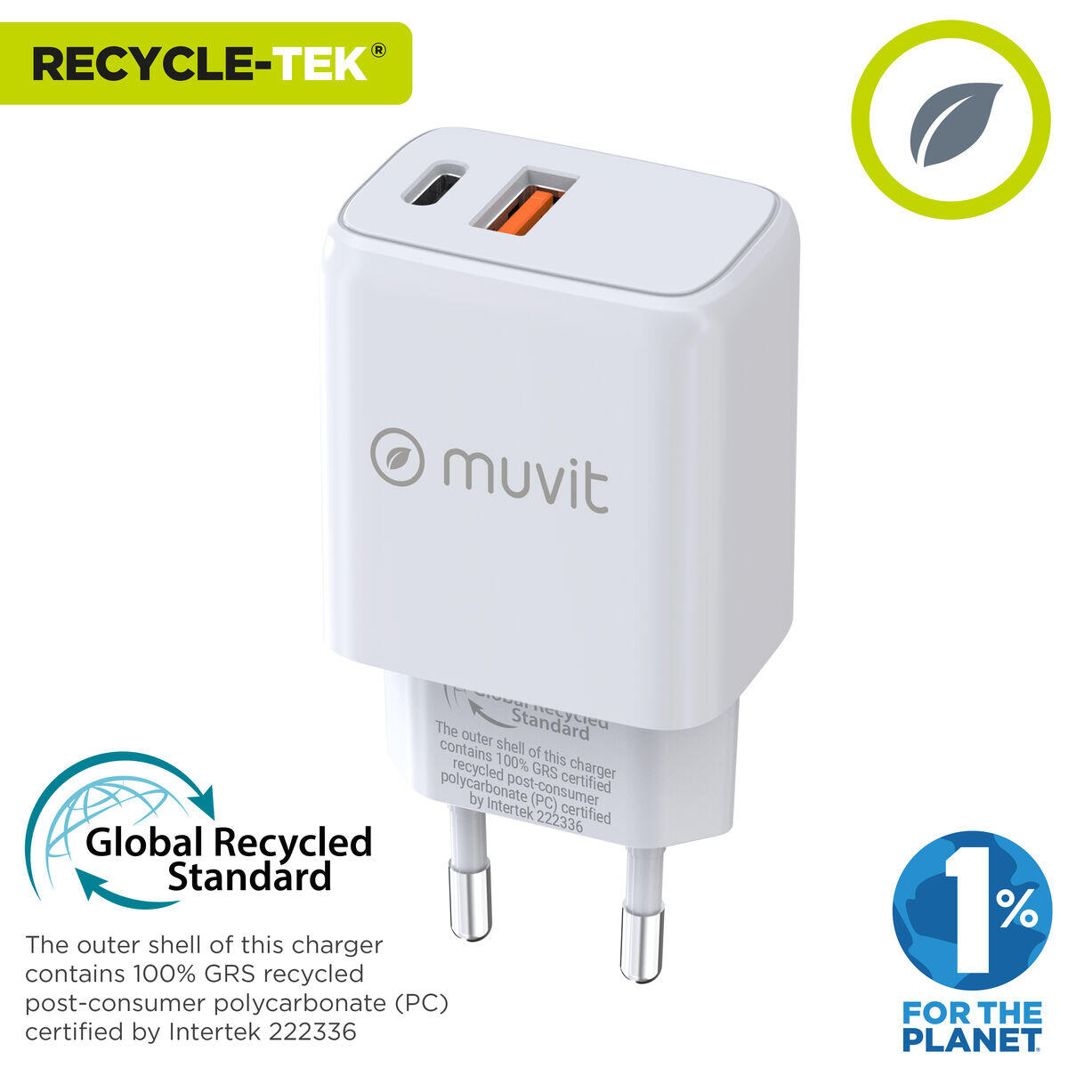 Carregador de Parede MUVIT FOR CHANGE MC-215 Branco 3/5