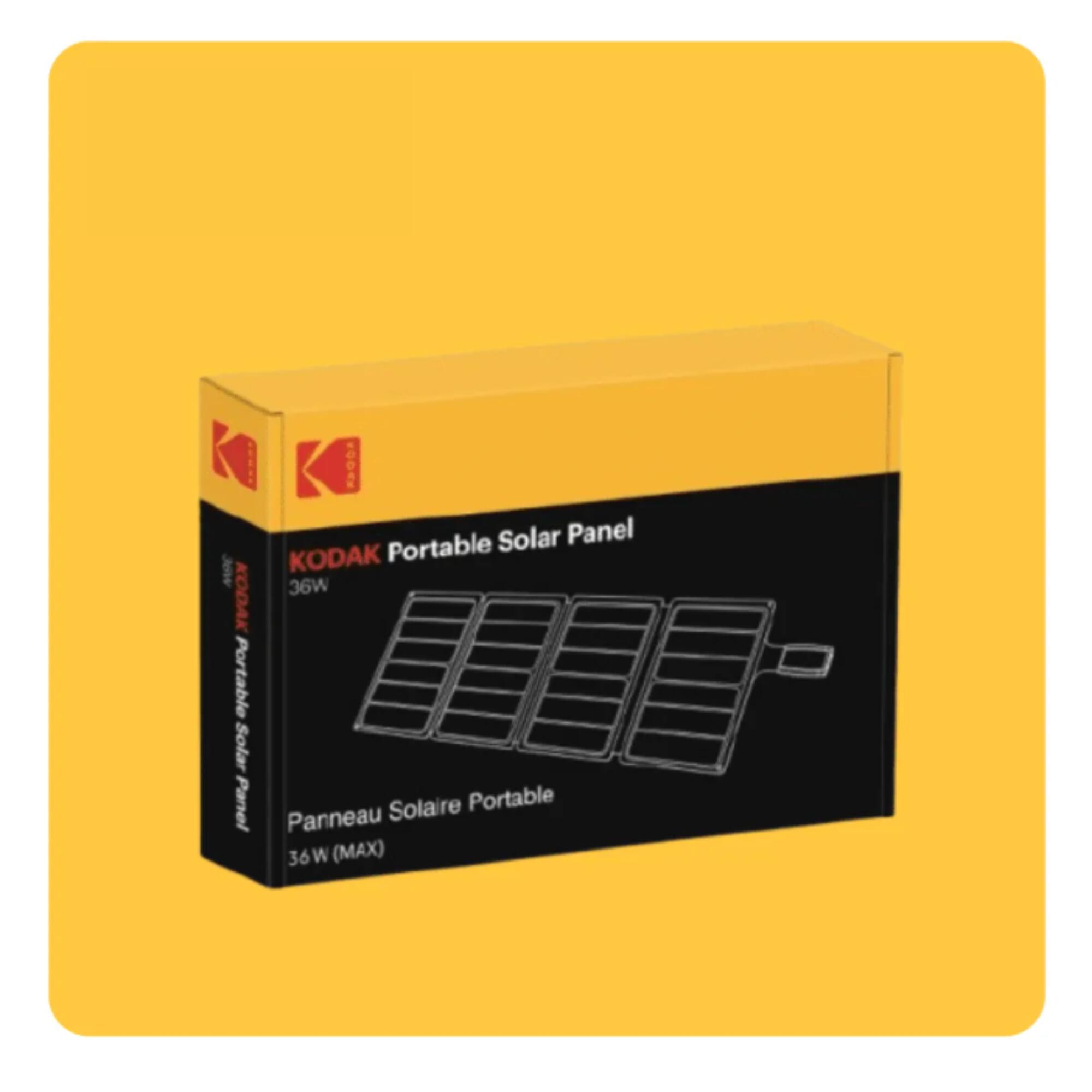 KODAK Panneau Solaire Portable 36W – Pliable en 4 - Ports USB-A & USB-C 7/7