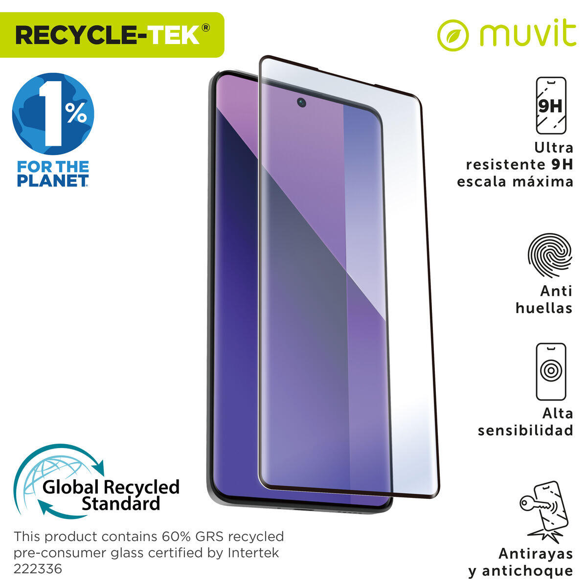 Protetor de ecrã para o telemóvel MUVIT FOR CHANGE Redmi Note 13 Pro+ 5G Xiaomi 2/5