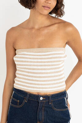 Stripe strapless brei - dames top