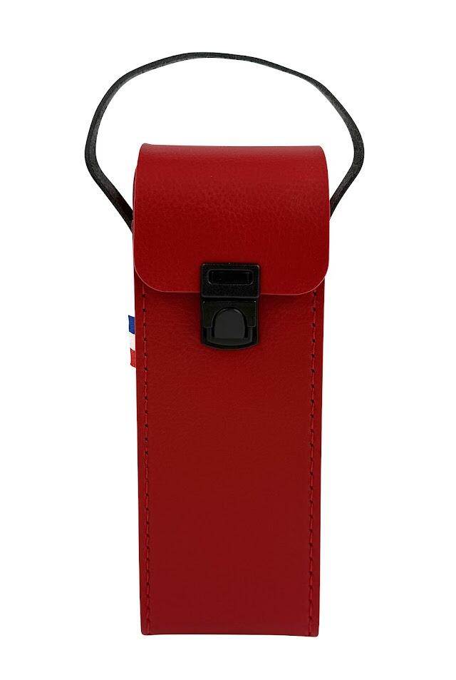 Sacoche rigide rouge pour boules de pétanque avec poignée en cuir 2/2