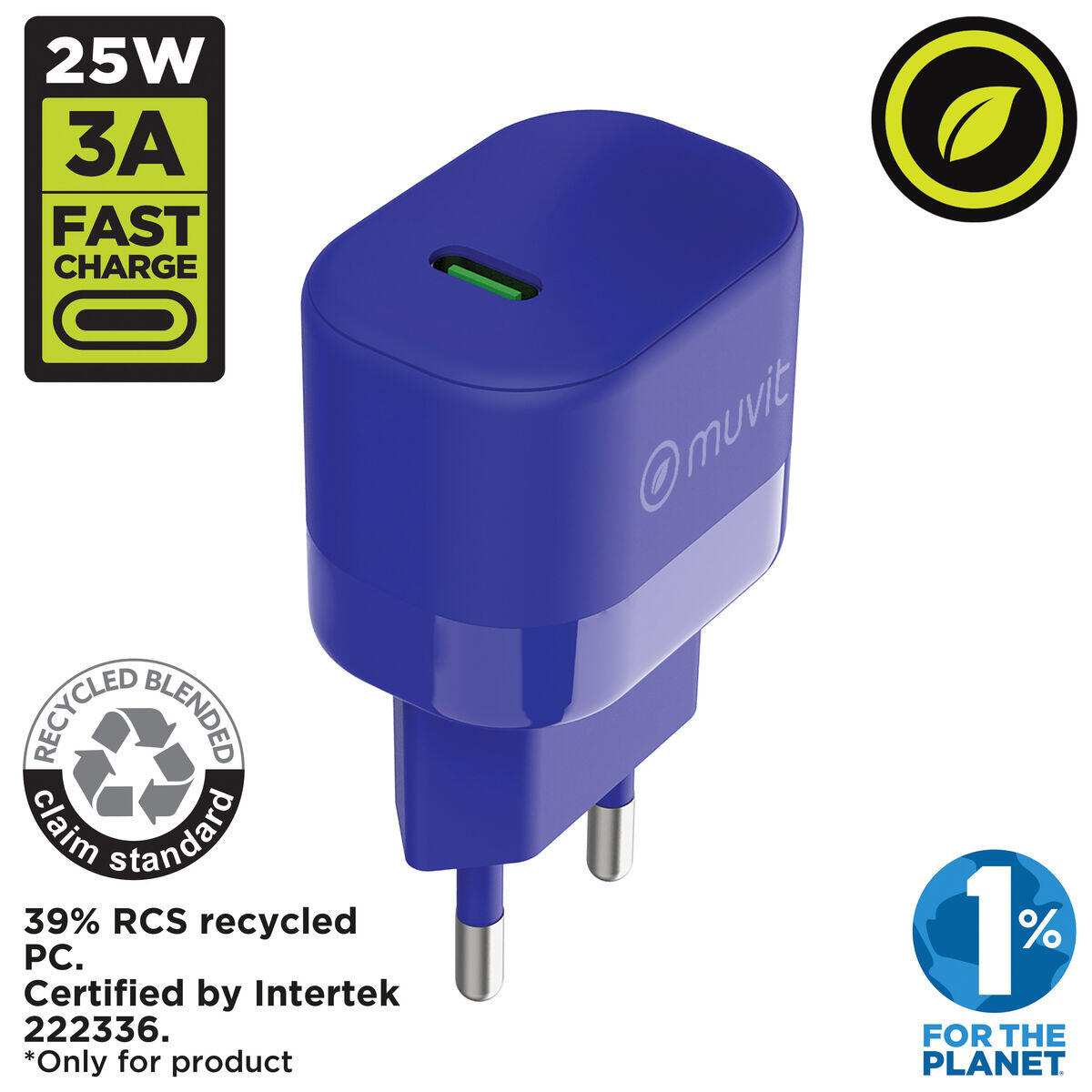 Cargador de Pared MUVIT FOR CHANGE MCACC0030 Azul 2/5