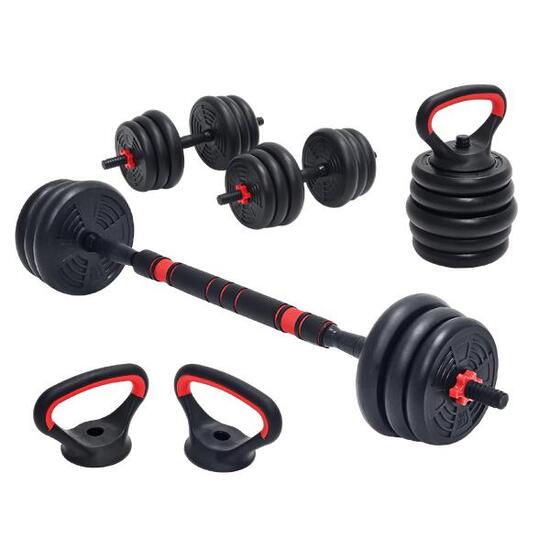 4-in-1 Hantelset 20 kg – Kurzhantel, Langhantel & Kettlebell verstellbar