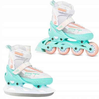 Verstelbare 2-in-1 skeelers hockey profession wit/mint/oranje