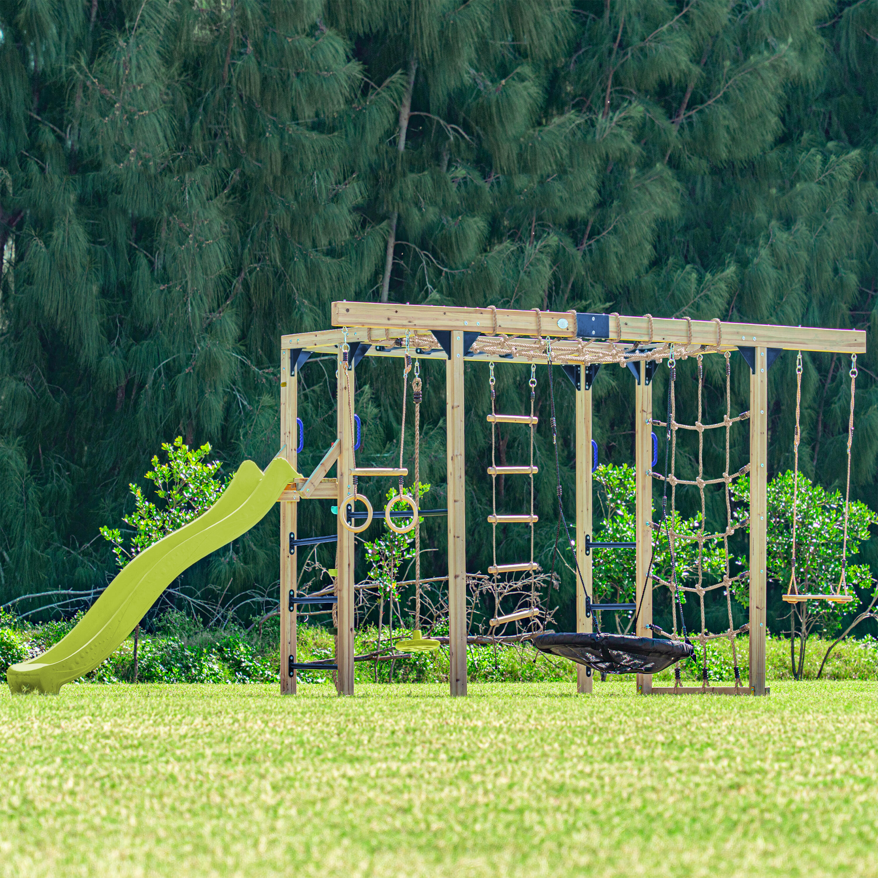 Aire de jeux Boris en Bois/Structure d'escalade - Toboggan Jaune 6/7