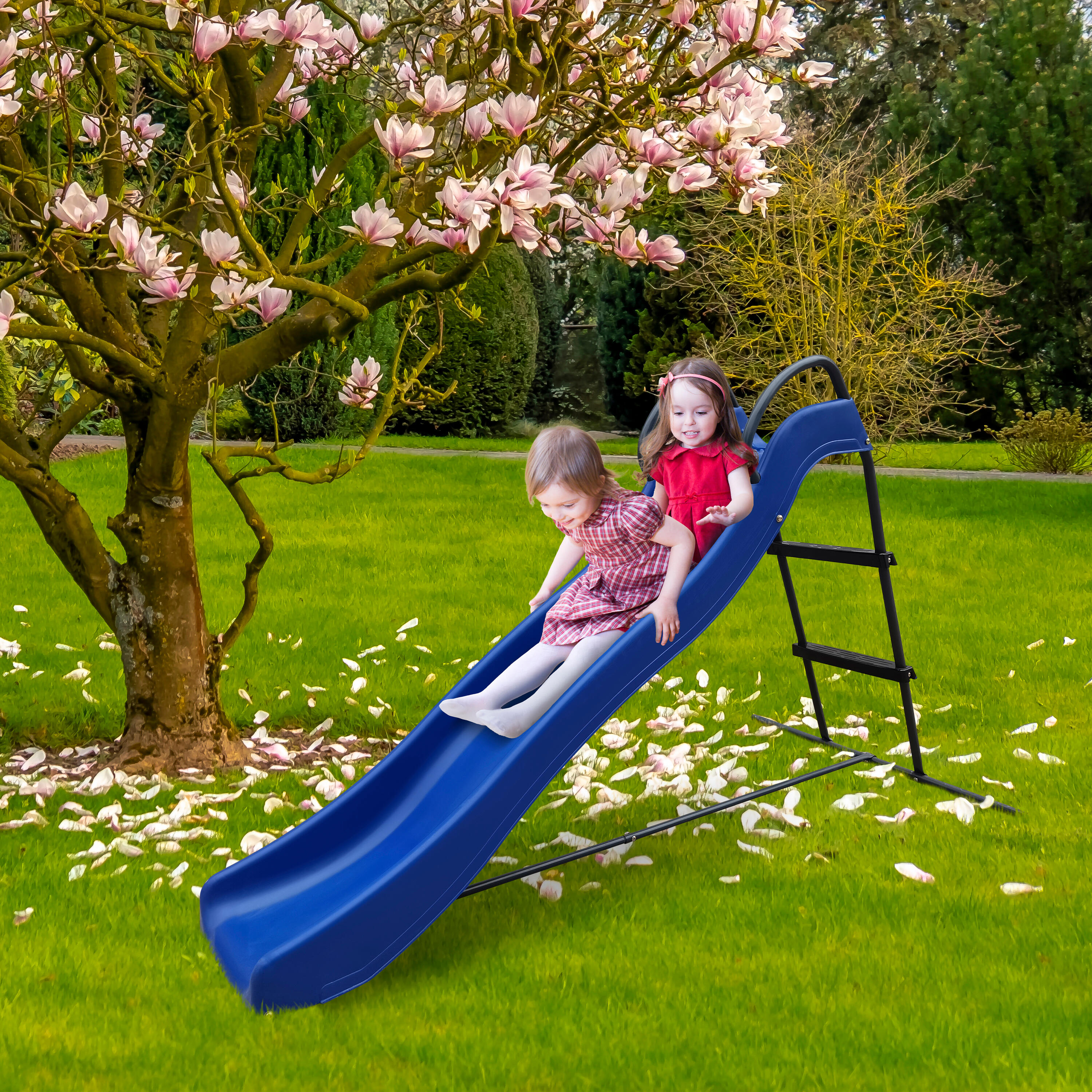 Toboggan sur pied avec connexion d'eau 180cm Bleu & Anthracite 3/7
