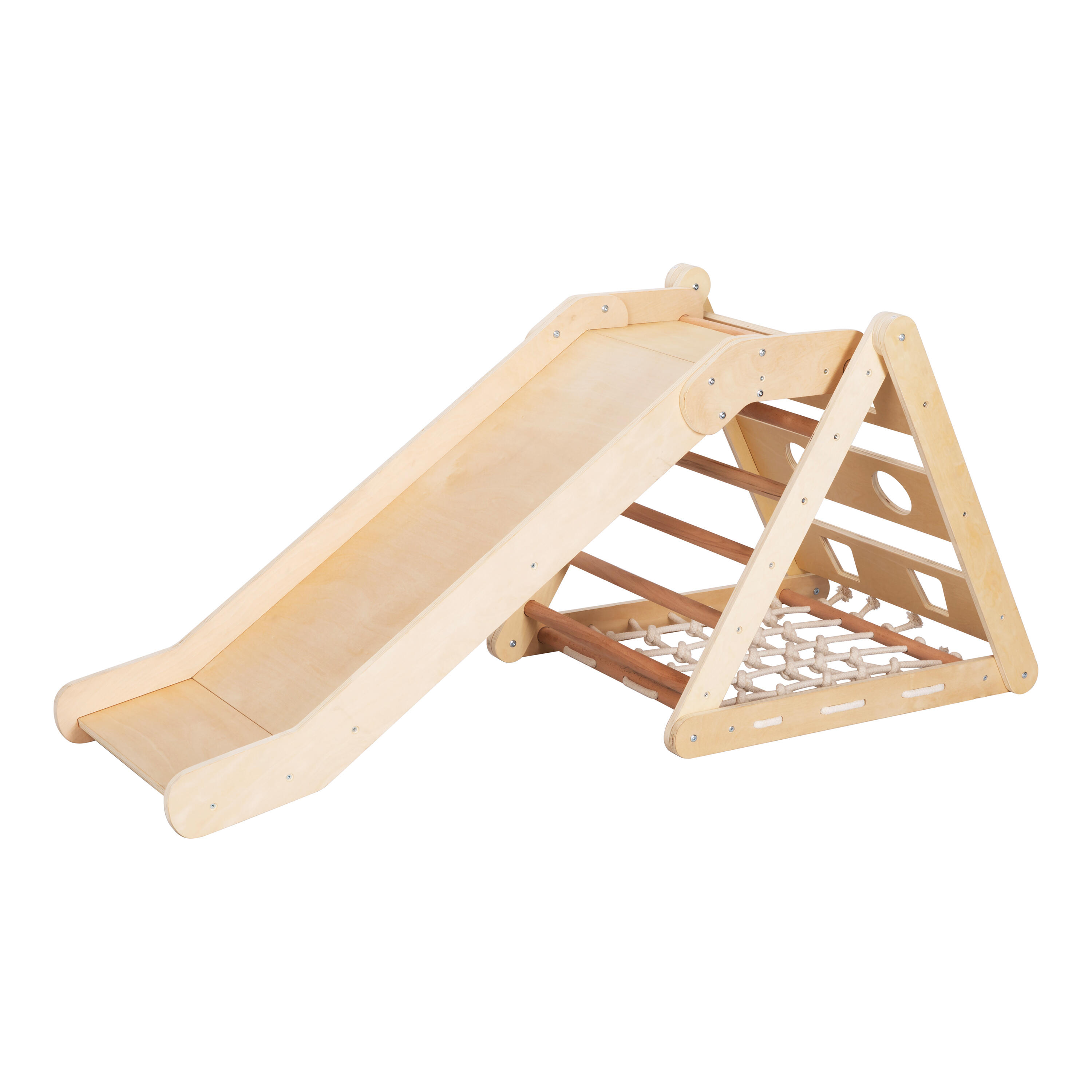 Triangle d'escalade 2 en 1 avec toboggan - Bois, Naturel, Sammie 2-en-1 2/6